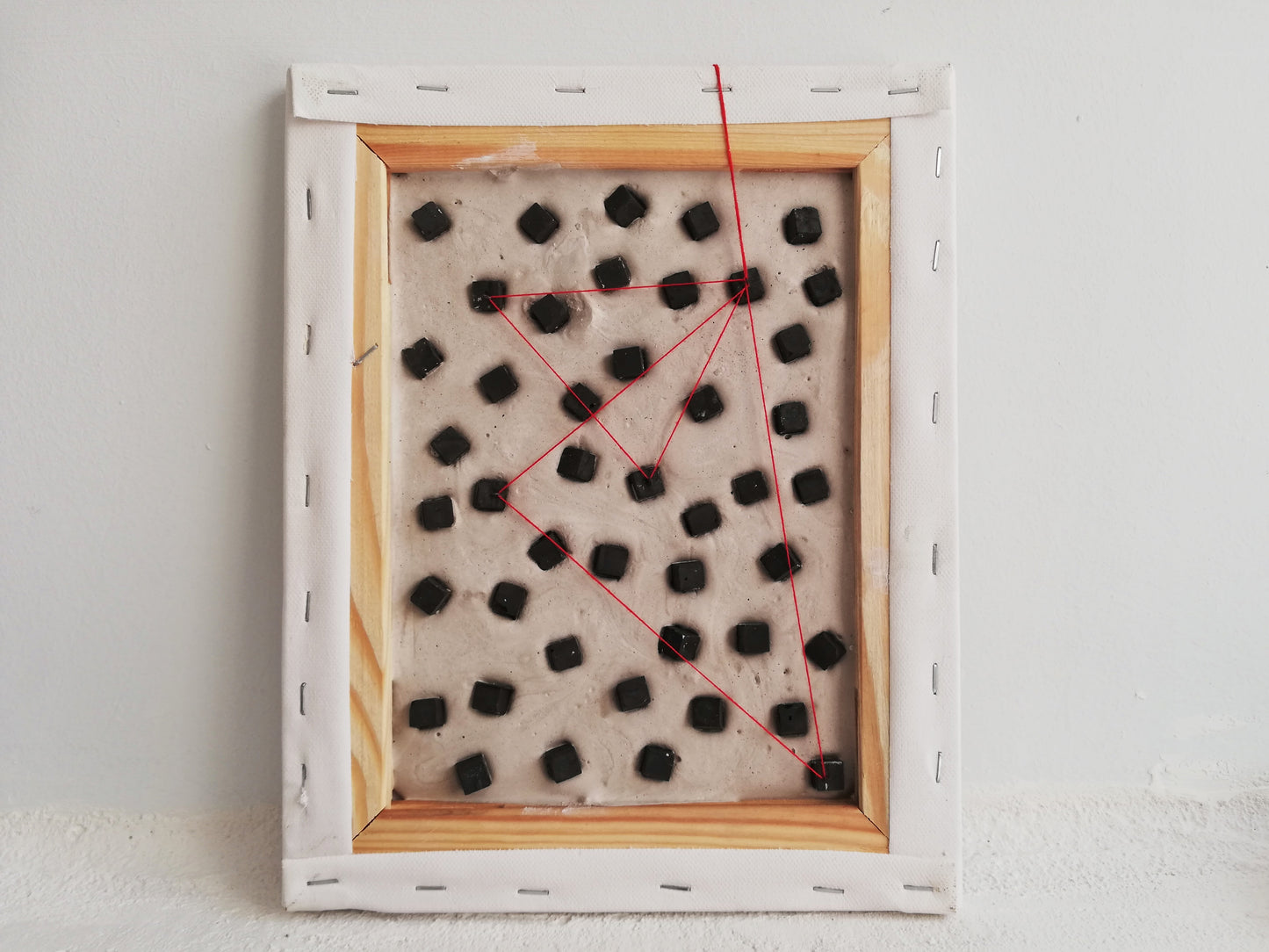 ORIGINAL small abstract sculpture painting // Red Thread of Fate //