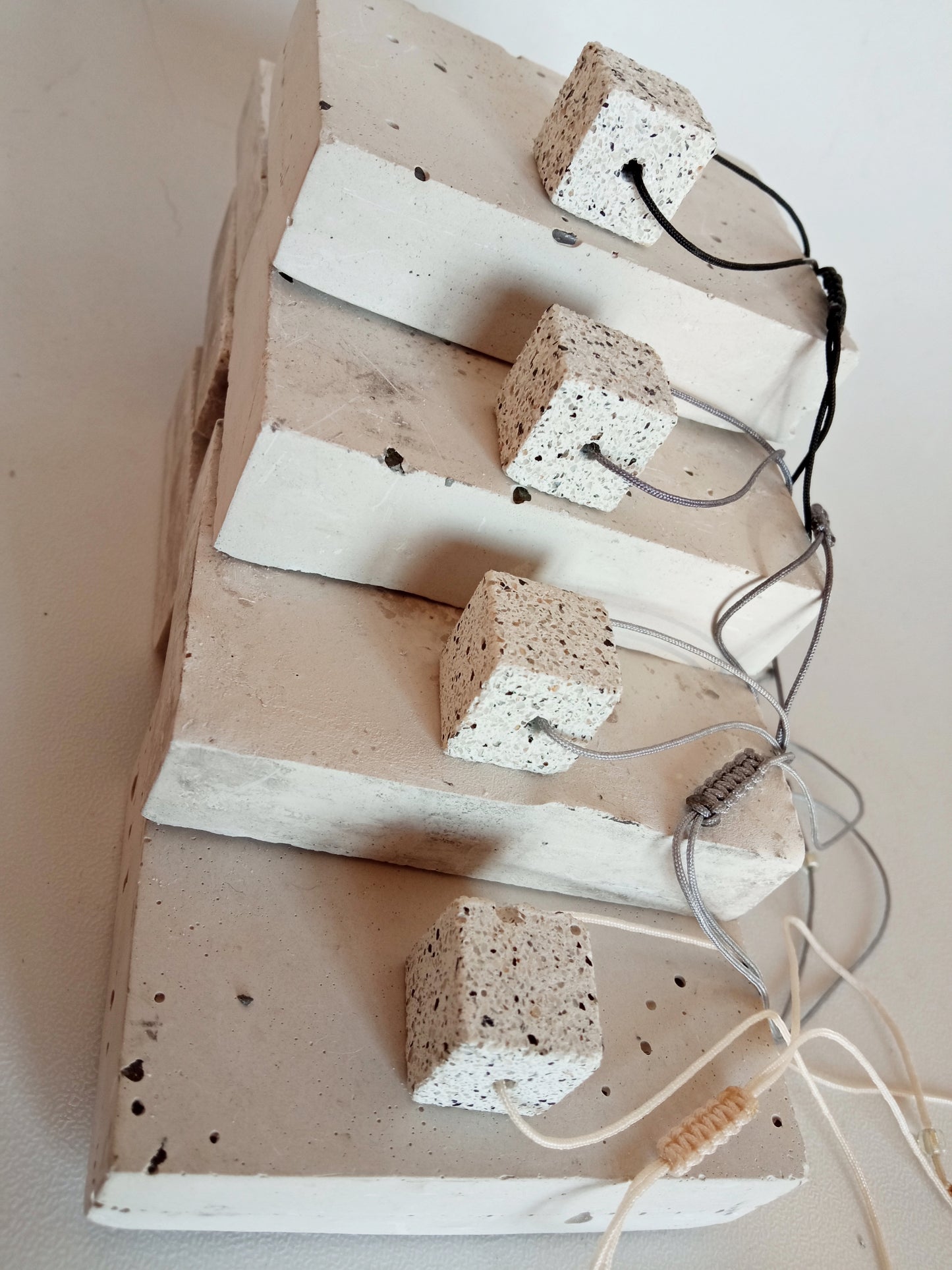 Jesmonite cube necklace on a cord //granite finish//
