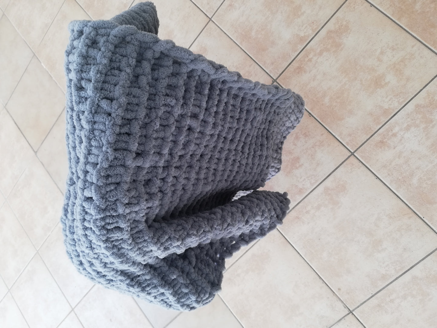 Throw blanket // handknit by mum // soft luxury Chenille yarn //LIMITED EDITION//