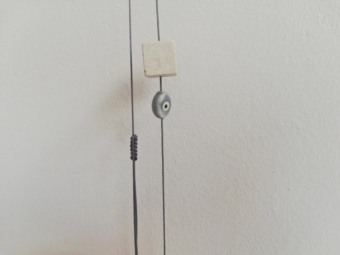 Cube pendant with Evil eye bead //plaster gypsum //LIMITED EDITION//
