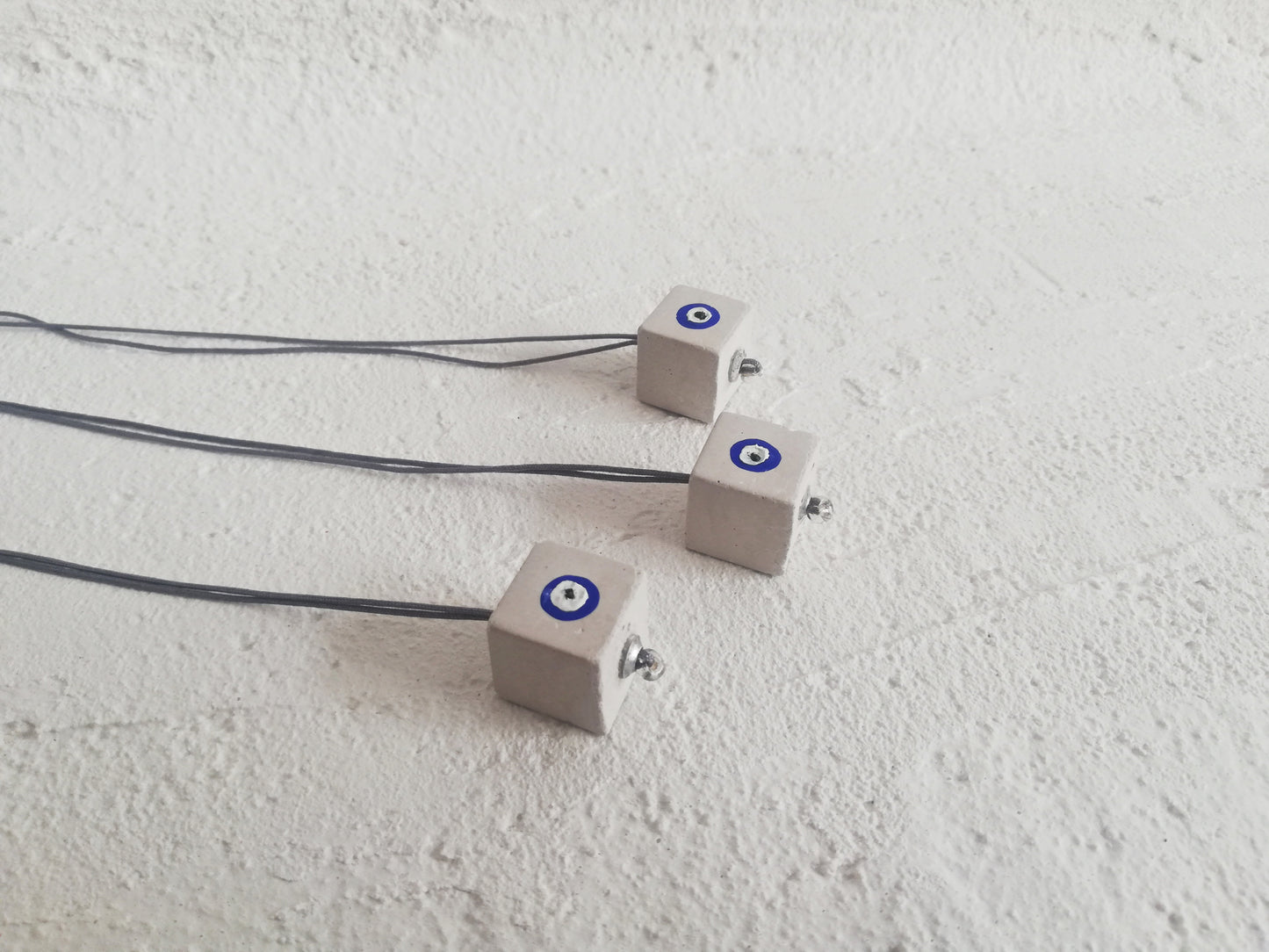 Cube necklace Evil eye // plaster gypsum //LIMITED EDITION//
