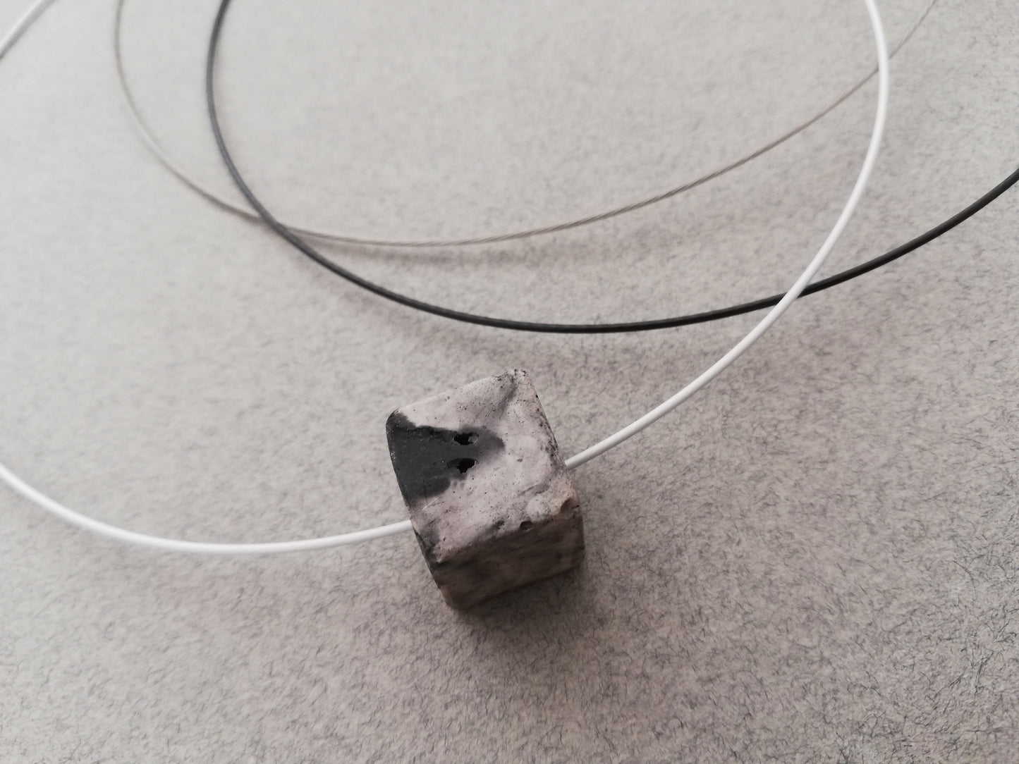wire necklace // plaster marble cube LIMITED EDITION