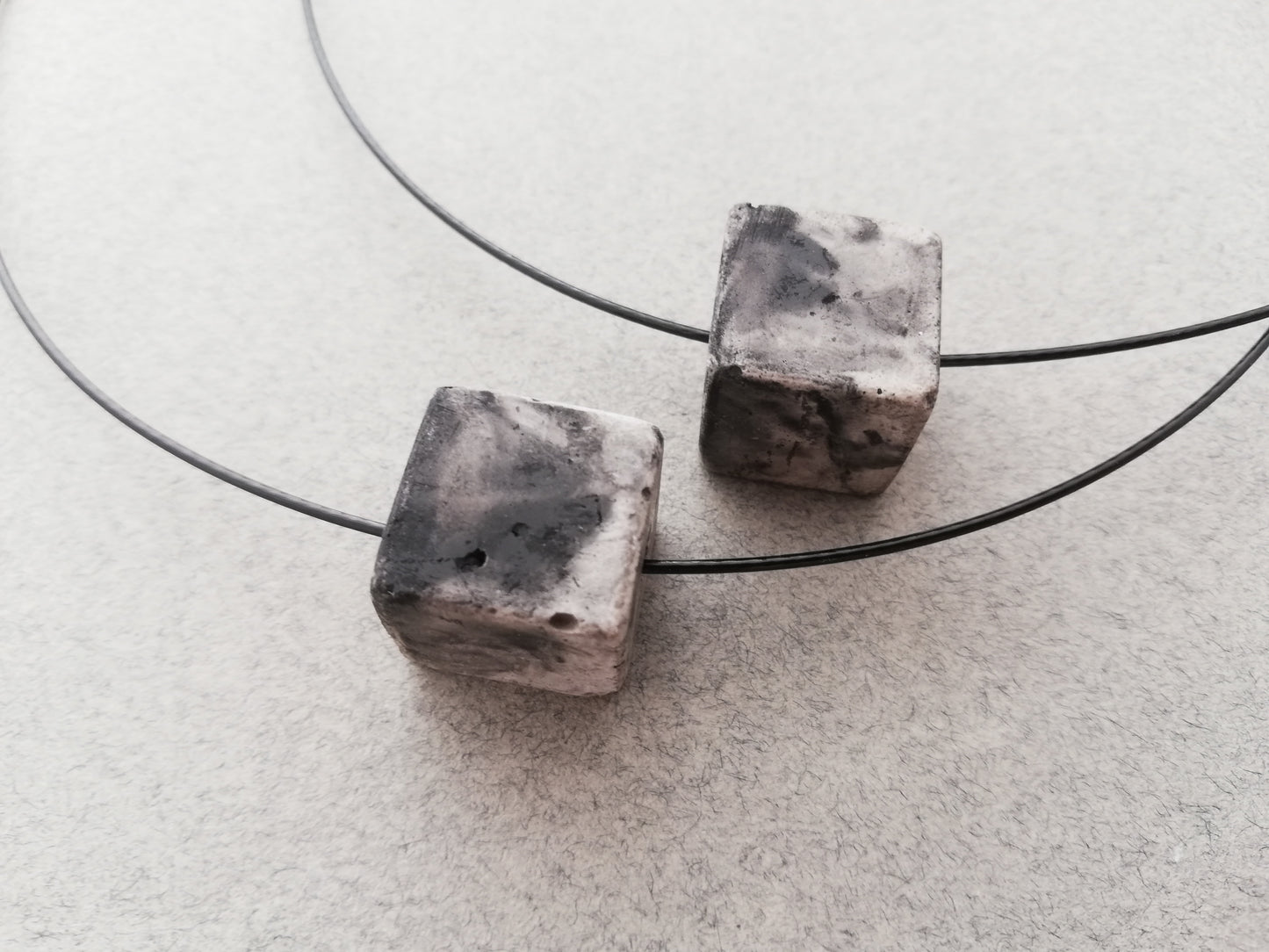 wire necklace // plaster marble cube LIMITED EDITION