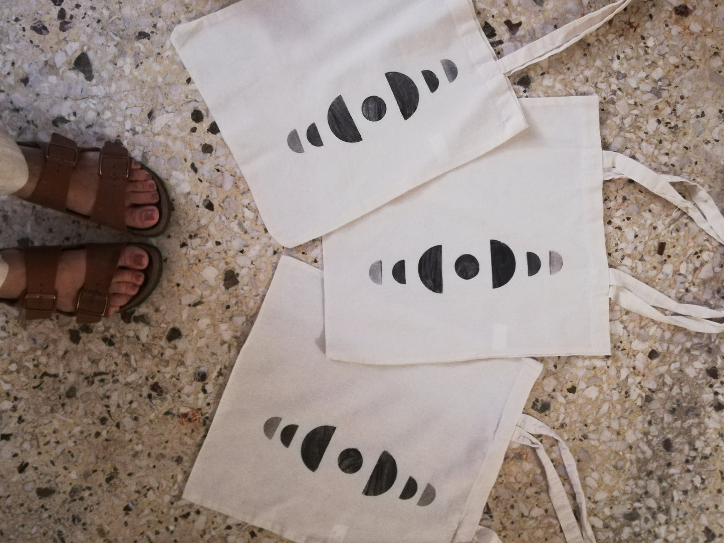 Tote bag // HANDMADE BLOCK PRINT moon