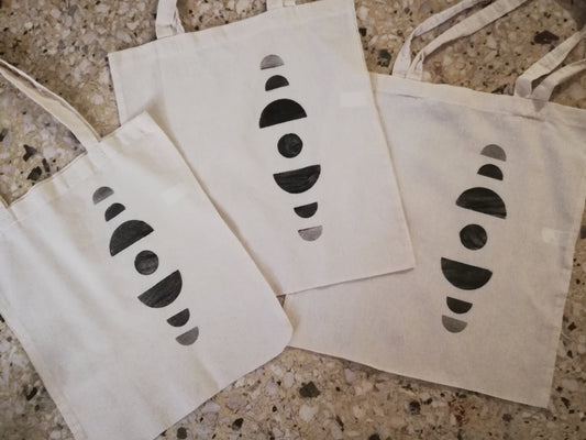 Tote bag // HANDMADE BLOCK PRINT moon
