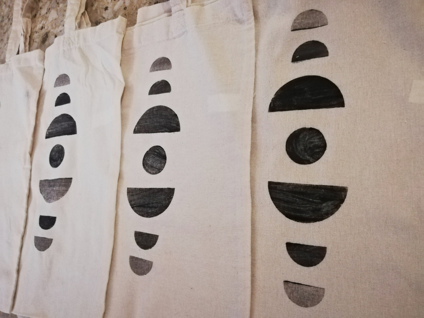 Tote bag // HANDMADE BLOCK PRINT moon