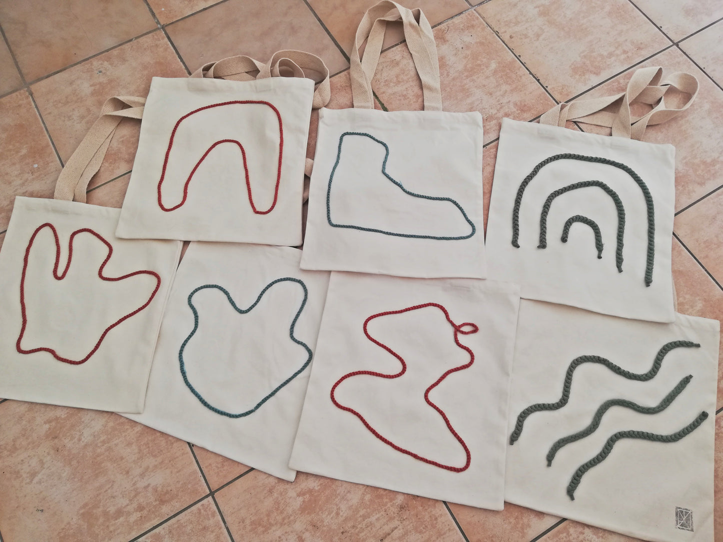Cotton tote bag // cotton crochet yarn made by mum // irregular shapes // LIMITED EDITION