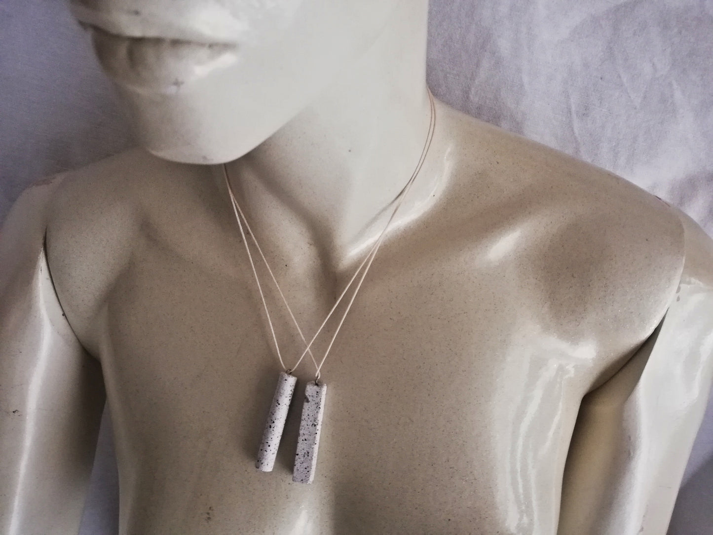 Jesmonite Rectangle necklace on a cord //granite finish//